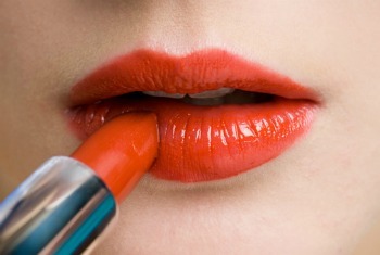 Bright red lips
