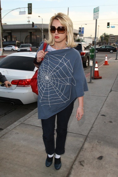 Britney Spears in spider web poncho