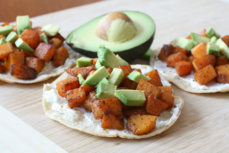 Butternut squash, sage and goat cheese mini tostadas