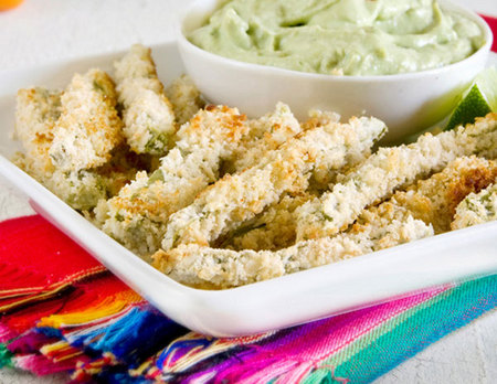 Cactus fries with a creamy avocado dipping sauce