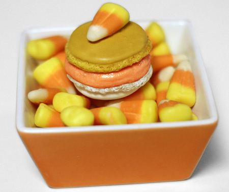 Candy corn macarons 