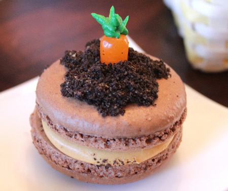 Carrot in dirt macarons