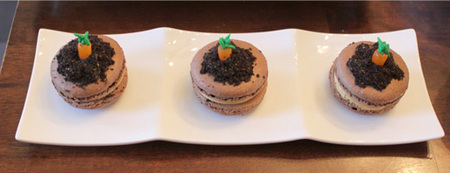 Carrot in dirt macarons 