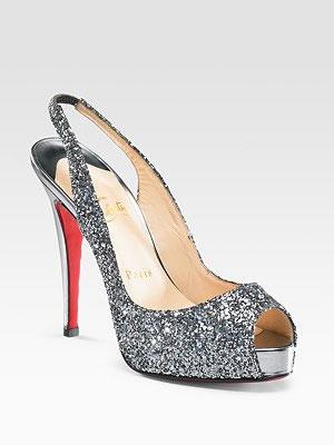 Christian Louboutin Glitter Peep-toe Slingbacks