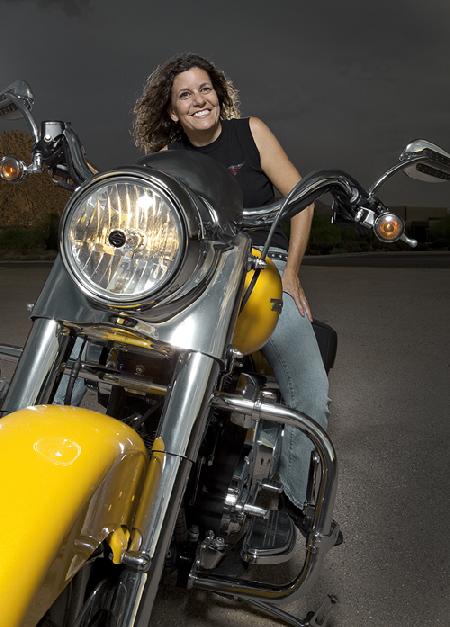 Darnell and her Harley-Davidson