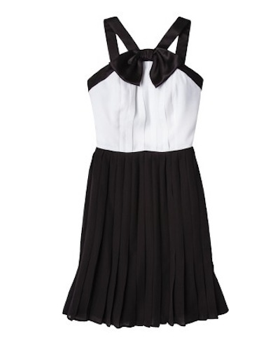 Pleated black and white dress