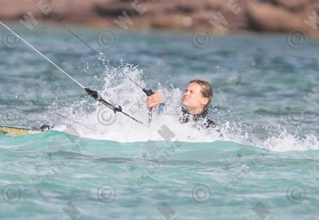 Victoria's Secret model goes kite surfing