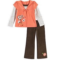 Layered Top &amp; Corduroy Pant Set 