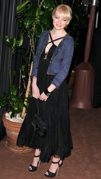 Emma Stone in a denim jacket