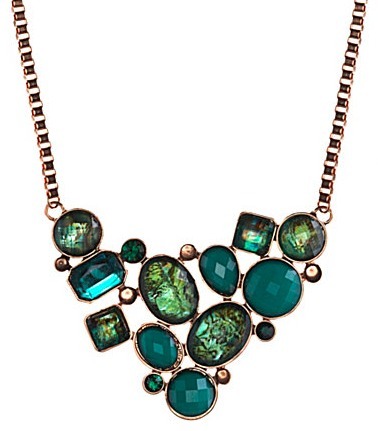 Gemstone mosaic bib necklace