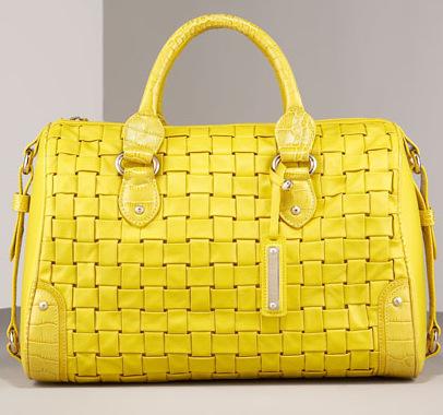 Escada Plisse Leather Boston Bag