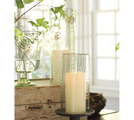 Etched recycled glass hurricane sleeve