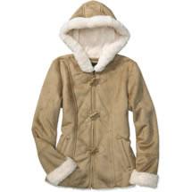 Faded Glory Sueded Hooded Toggle Jacket