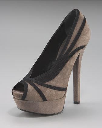 Fendi gray-and-black suede pumps