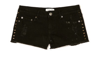 Studded denim shorts