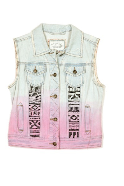 Denim tribal print vest