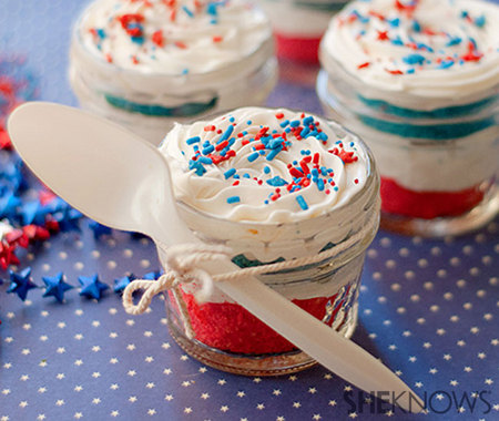 Firecracker cupcakes in a jar
