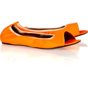 Inject your shoe collection with a serious dose of color with these bright orange Marni ballerina flats.