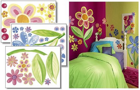 Girls Bedroom Designs on Flower Power Wall Murals   Girls  Bedroom Ideas