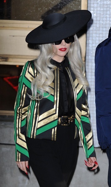 Lady Gaga in a geometric jacket