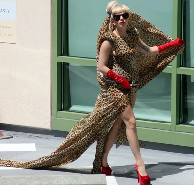 Lady Gaga animal print dress