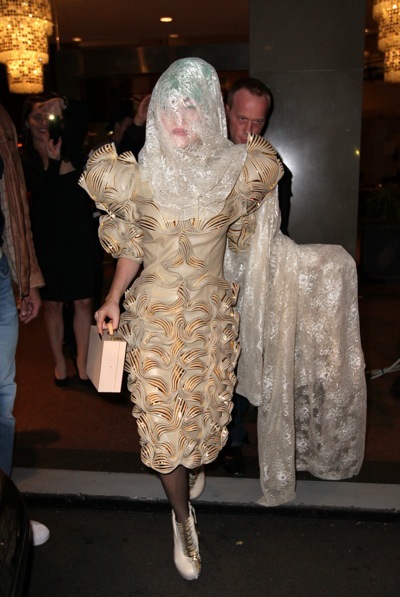 Lady Gaga in lace veil