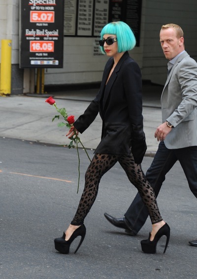 Lady Gaga in lace leggings