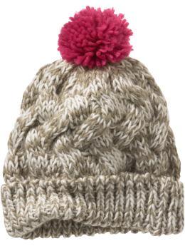 Marled cable knit beanie in camel