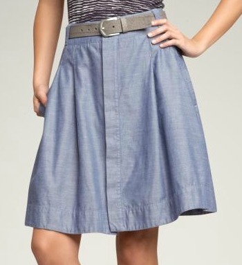 Buttoned Chambray Skirt