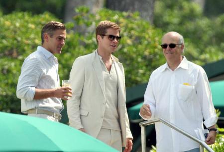 Brad Pitt and George Clooney dressed in white in France