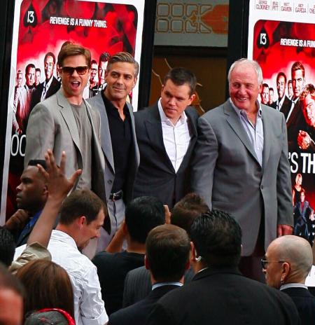 George Clooney and Brad Pitt at Grauman's Chinese Theatre