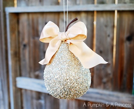 DIY German-inspired glitter pear ornament
