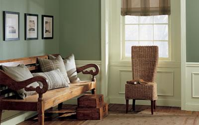 Green and white foyer