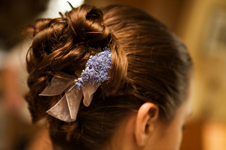 Updo with hair accessory