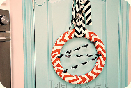 Halloween chevron bat wreath