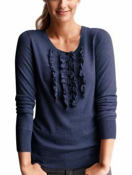 Ruffle-front henley sweater