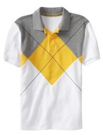 Pieced-Argyle Pique Polo