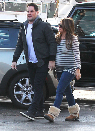 Hilary Duff and her husband head into a Starbucks in Beverly Glen