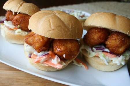 Honey BBQ sliders with homemade coleslaw
