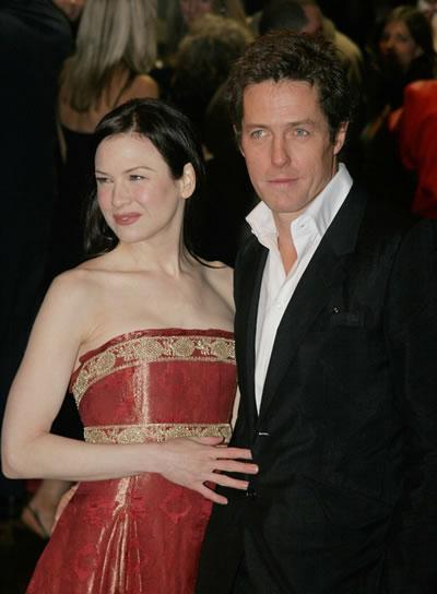 Hugh Grant and Renee Zellweger pose at the premiere of 'Bridgette Jones: The Edge of Reason.'
