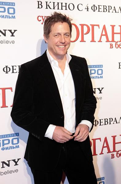 Hugh Grant arrives at the Moscow premiere of his movie 'Did You Hear About the Morgans?' costarring Sarah Jessica Parker