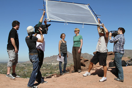Setting up the shot.