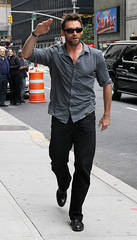 Hugh Jackman salutes the Late Night crowd