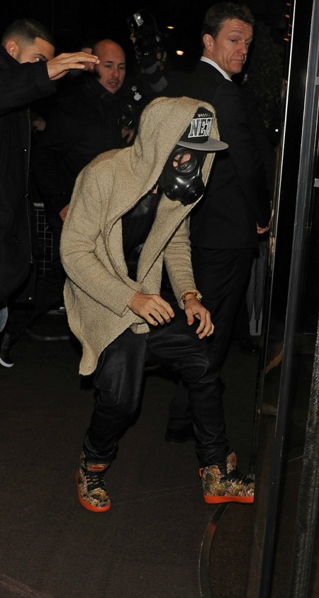 Justin in a gas mask