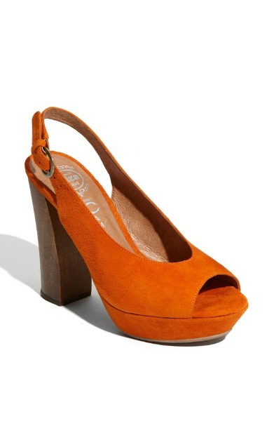 Bright Suede Slingback Peep-Toe Wedge