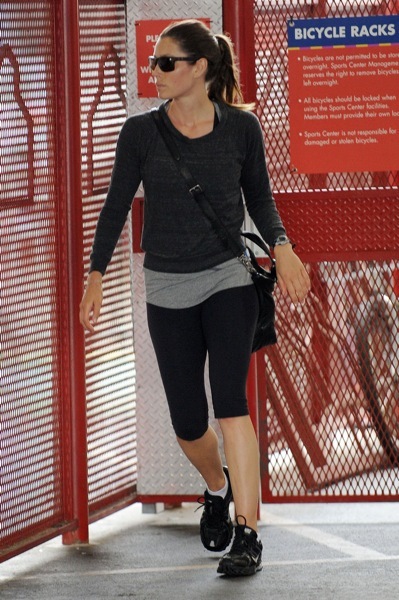 Jessica Biel with a crossbody bag