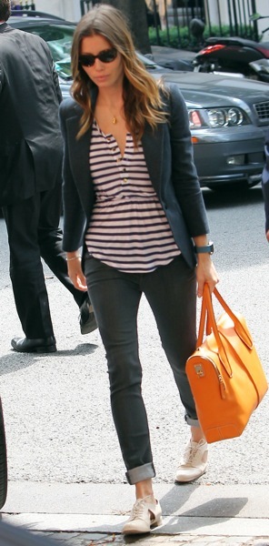 Jessica Biel with a tote