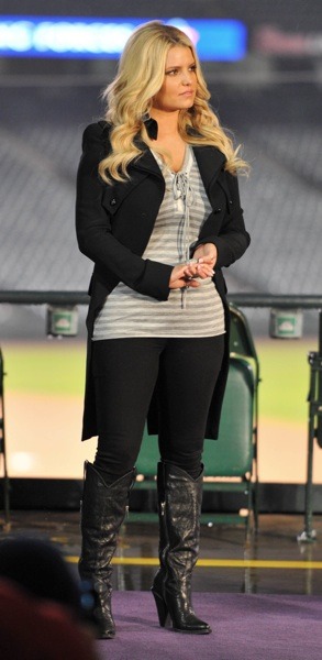 Jessica Simpson in black cowboy boots