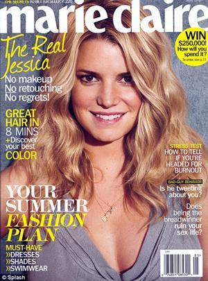 Jessica Simpson goes without makeup and airbrushing on a new cover of Marie 