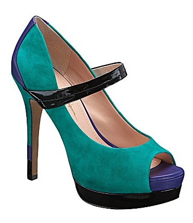 Teal and Navy Suede Mary Jane Pump